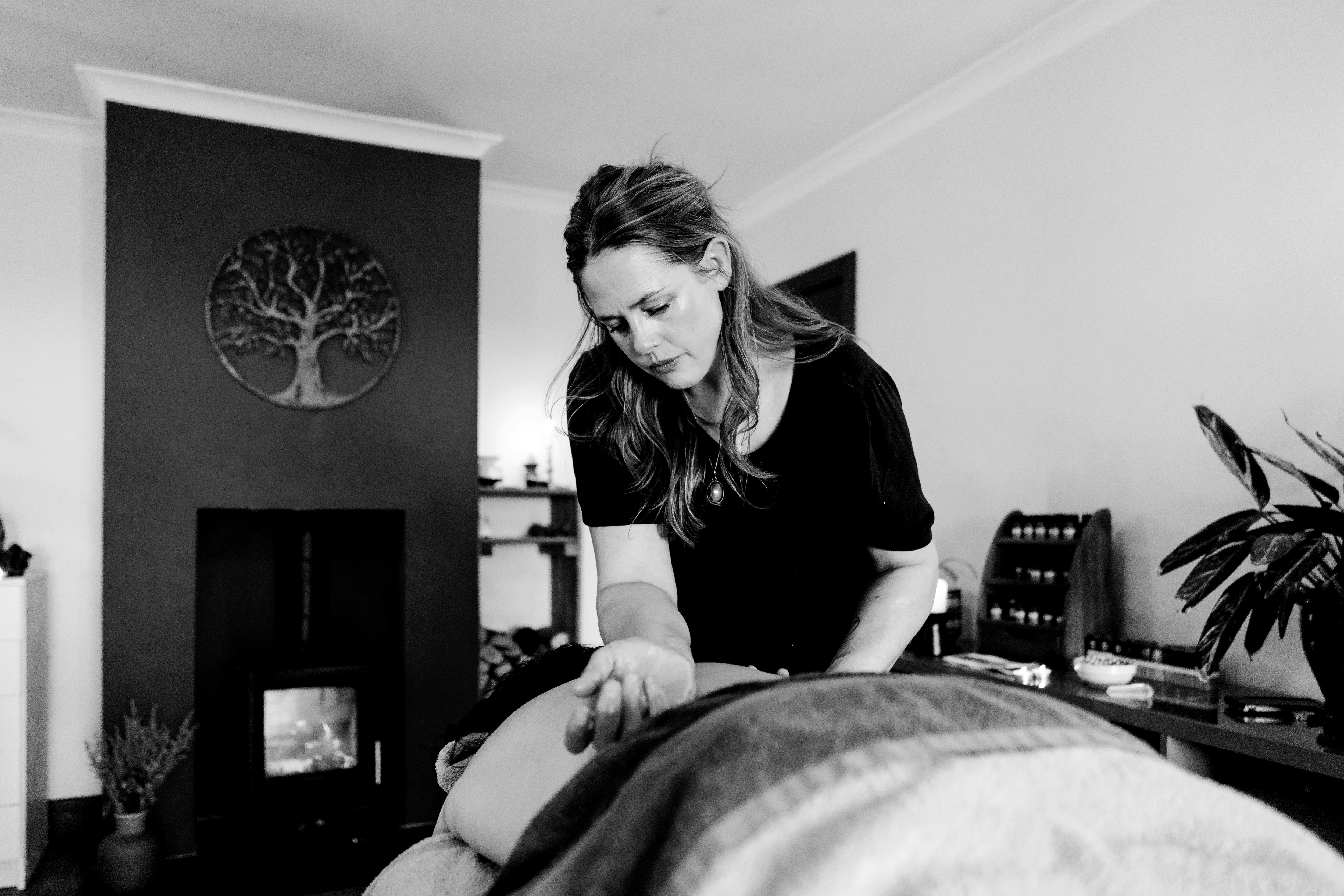 A calm therapy room prepared for a holistic treatment