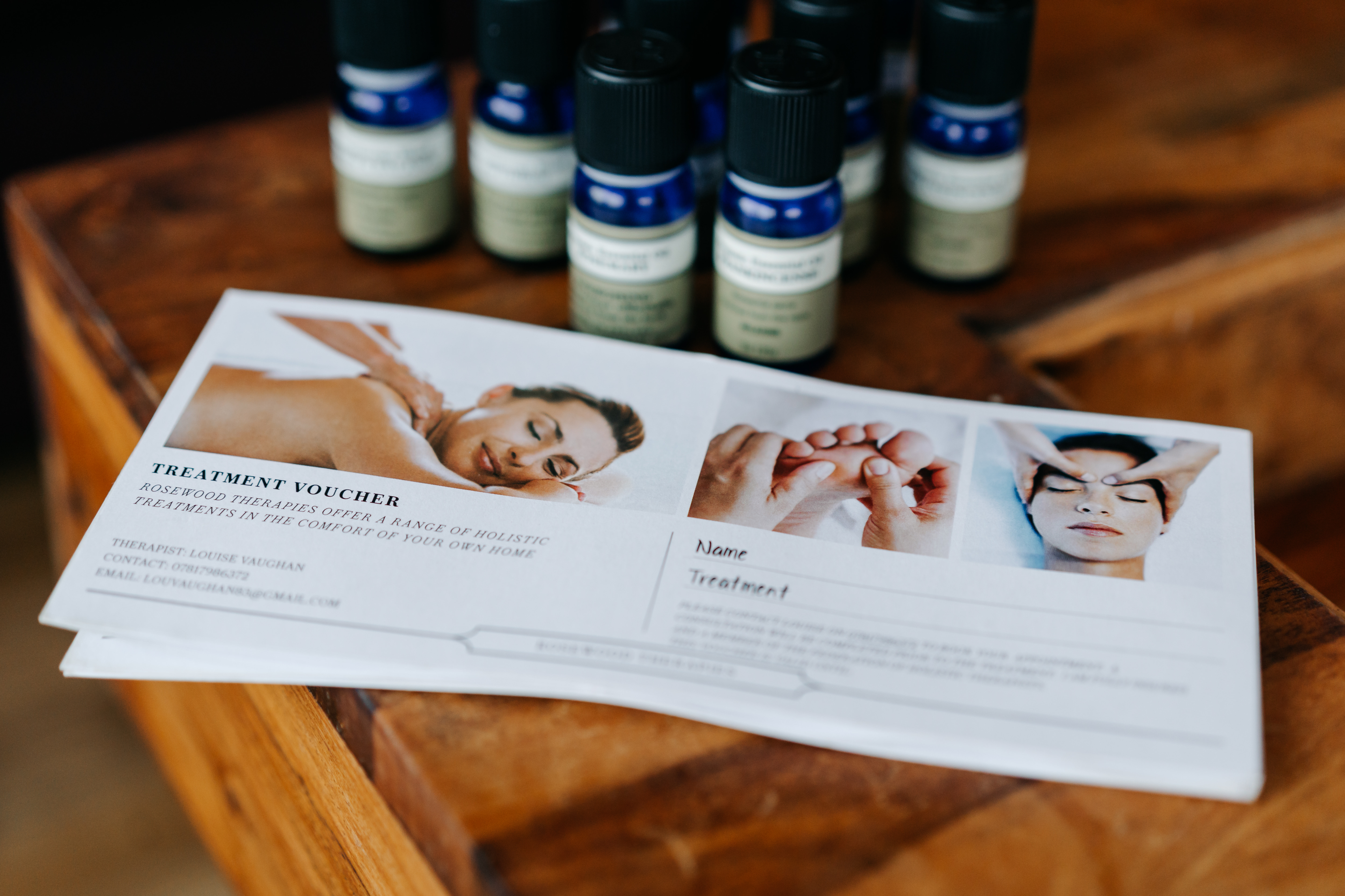 Treatment room details and holistic therapy materials